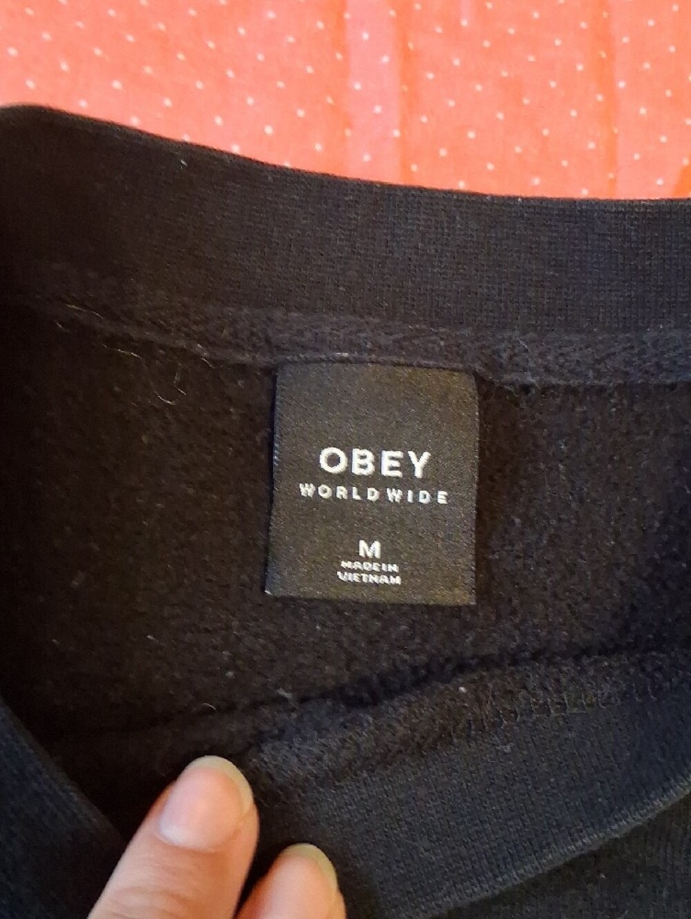 Obey Black Sweatshirt with White Flaws, Size Medium - Picture 3 of 7